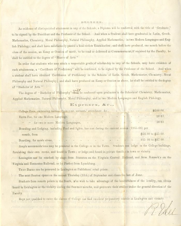Robert E. Lee Autographed Letter Prospectus Cover